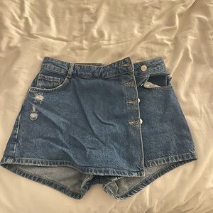 Zara Blue Jean Shorts with Button Detail